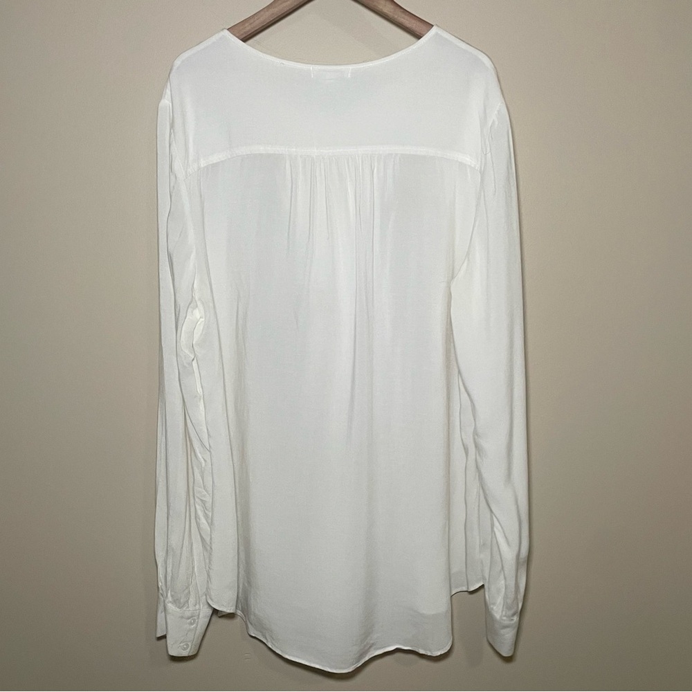 Sundance Eloquence Shirt Womens Size Medium White Long Sleeve Ruffle Button Down - Picture 2 of 5